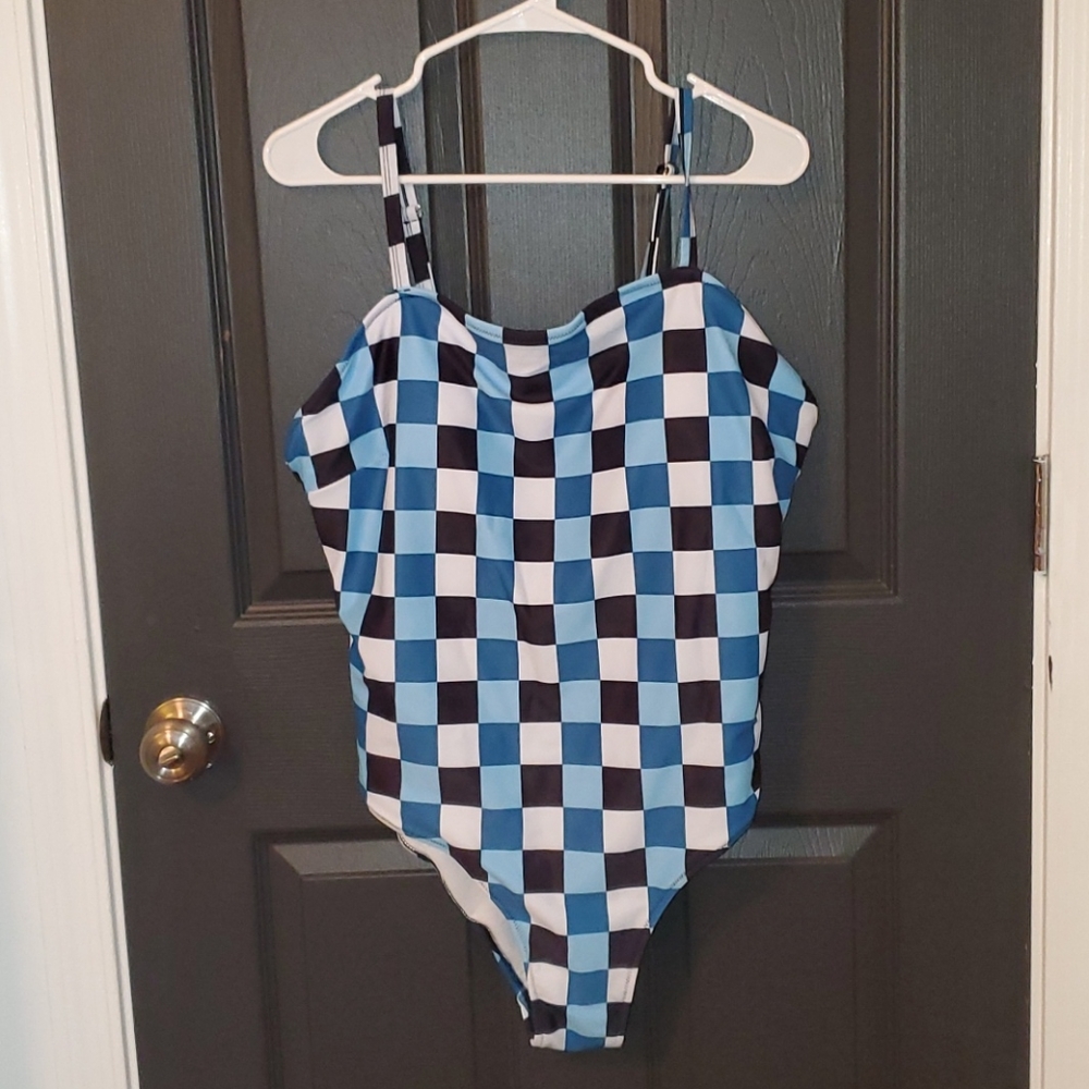 checkered swim suit